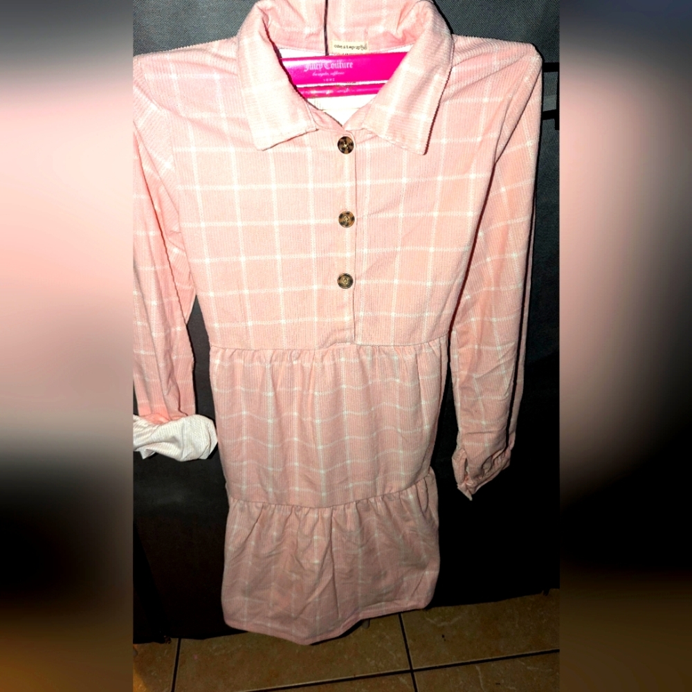 Pink and white plaid colored dress
